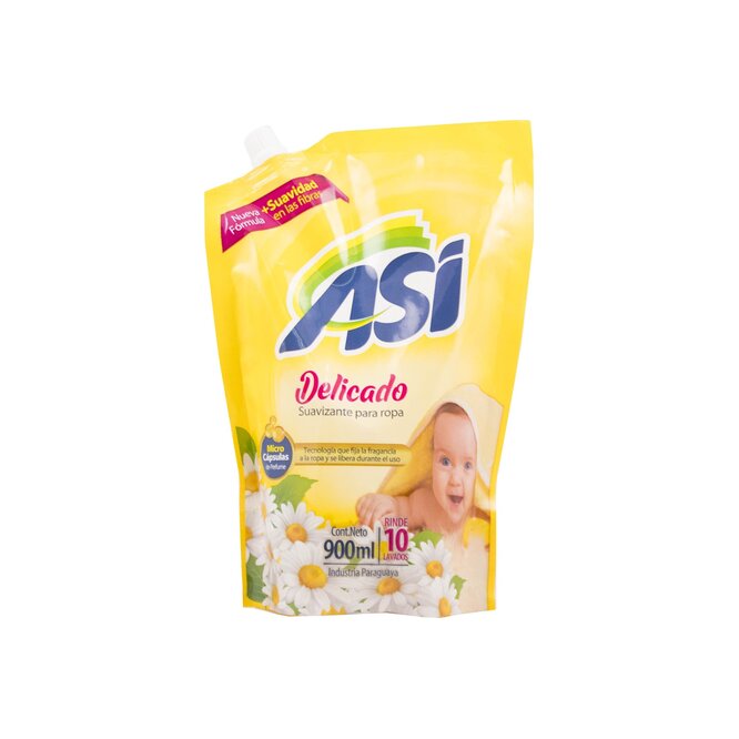 Suavizante para ropa delicado botella descartable Así 900 ml