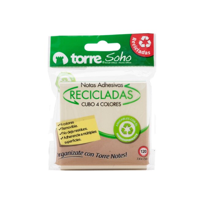 Block de Notas Adhesivas 4 Colores Torre 120 Hojas