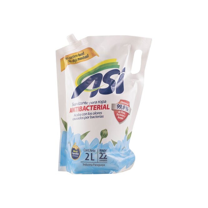 Suavizante para ropa antibacterial botella descartable Así 2 litros