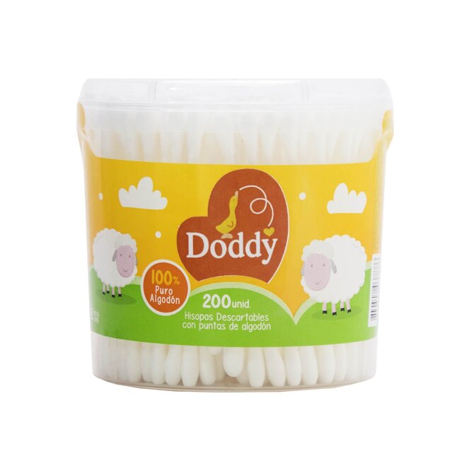 Hisopos descartables con puntas de algodón pote Dody 200 unidades