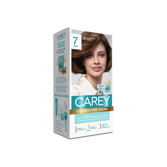 Kit coloración crema Rubio N° 7 Carey 1 unidad