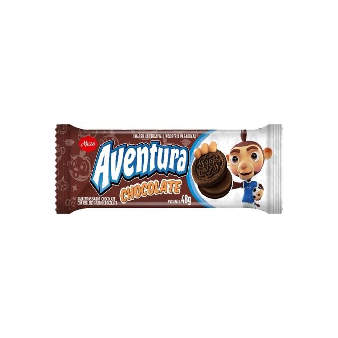 Galletitas sabor chocolate con relleno paquete Aventura 48 gramos