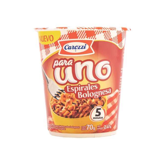 Fideos Instantáneo Espiral Bolognesa en pote Carozzi 70 gramos