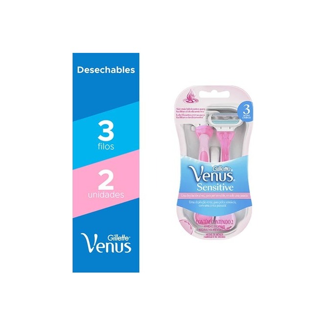 MAQUINA P/AFEITAR VENUS 3SENSITIVE 2UN
