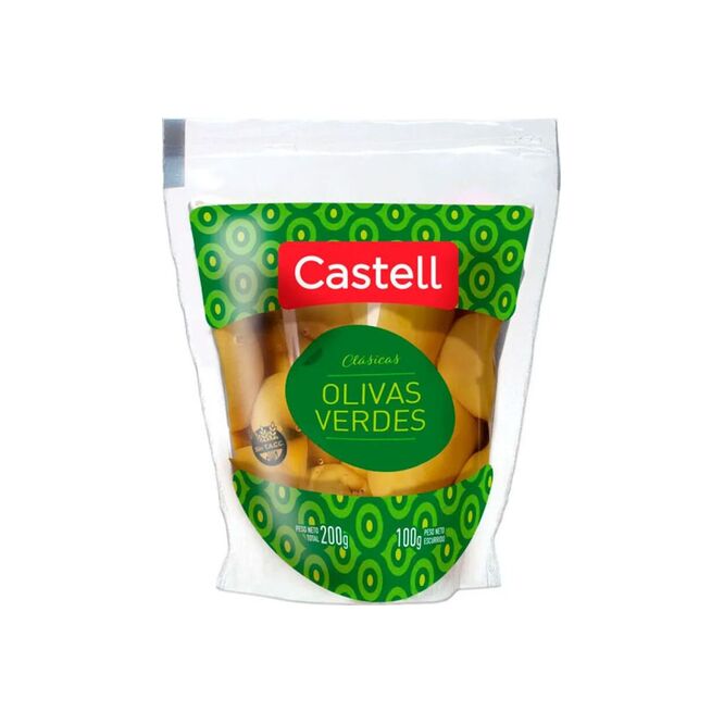 Aceitunas verdes clásicas en doy pack Castell 100 gramos