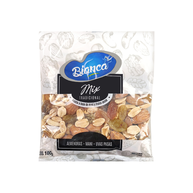 Mix de mezcla a base de maní y frutos secos Bianca 100 gramos