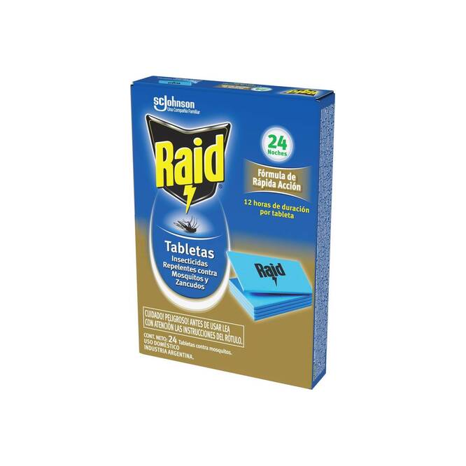 Tabletas contra mosquitos y zancudos Raid 24 unidades