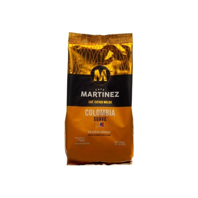 Café tostado molido Colombia suave en paquete Café Martinez 250 gramos