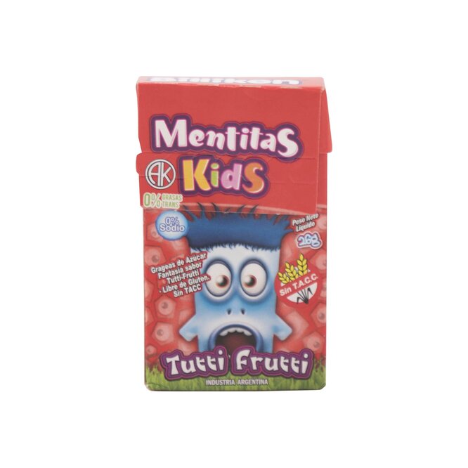 Caramelos Sabor Tutti Frutti Mentitas en paquete Kids 26 gramos