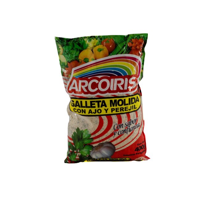 Galleta molida con ajo y perejil paquete Arcoíris 400 gramos