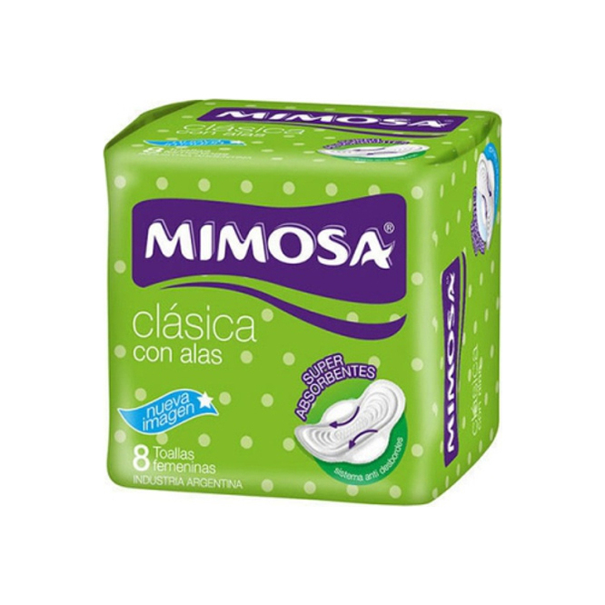 Toallas femeninas normal con alas Mimosa 8 unidades