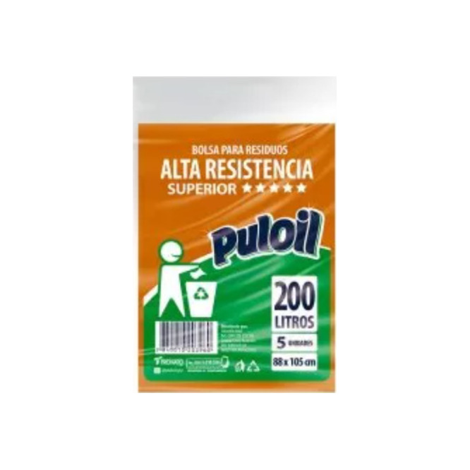 Bolsa para residuo resistente 200 litros Puloil 5 unidades