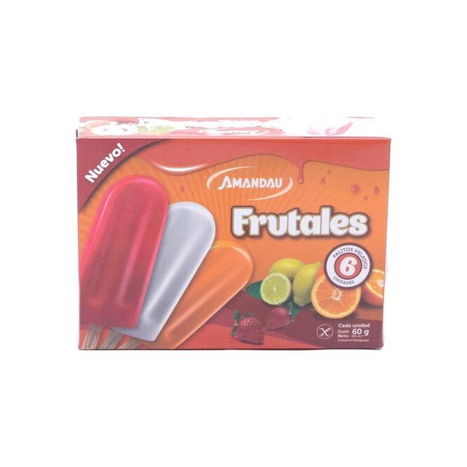 Helados palito Frutales En caja Amandau 6 unidades