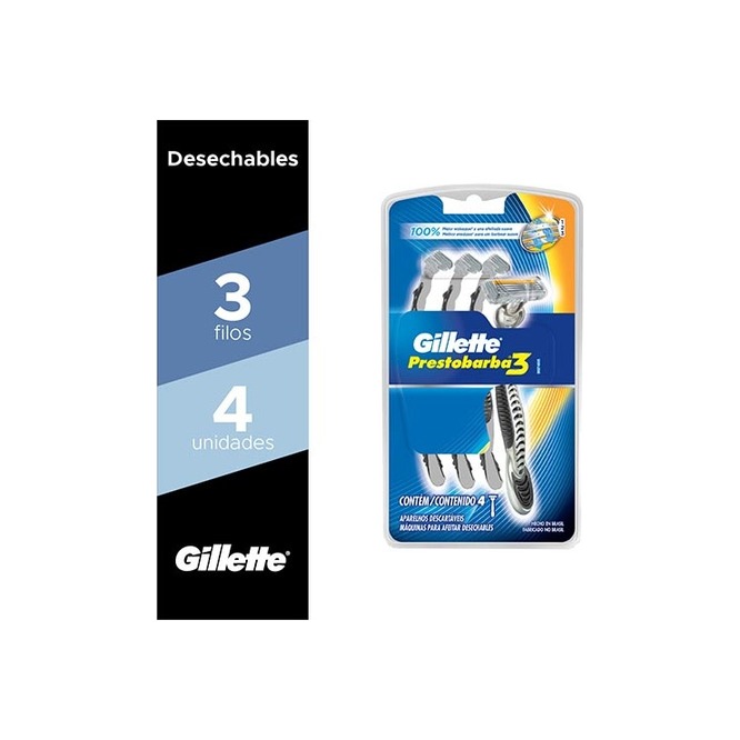 MAQ AFEITAR GILLETTE PRESTOBAR BLI 4UN