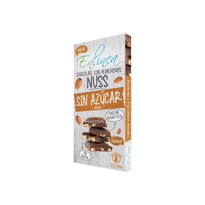 Barra de Chocolate sin azúcar en caja Nuss En Línea 50 gramos