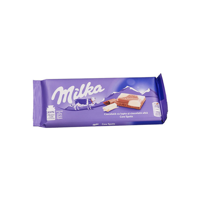 Chocolate con leche y chocolate blanco Milka 100 gramos