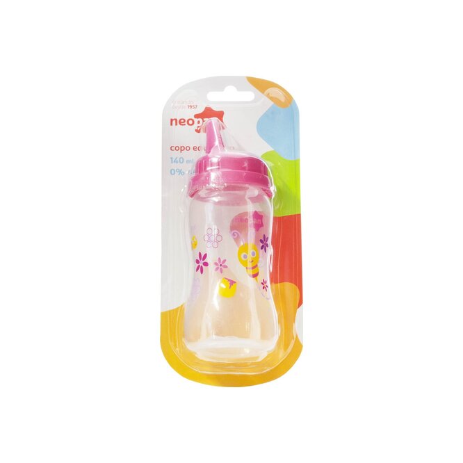 Vaso color rosado con tapa Neopan 140 ml