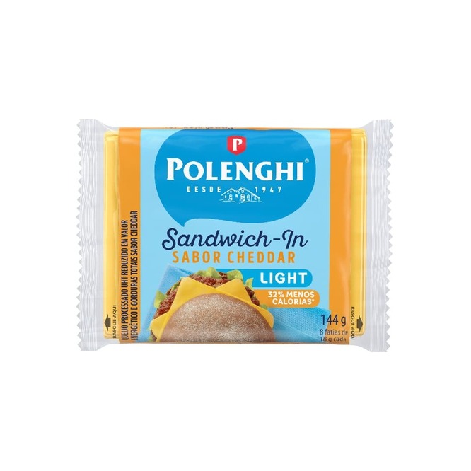 Queso Cheddar Light para Sándwich Polenghi 144 gramos