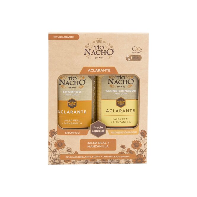 Pack de Shampoo y Acondicionador aclarante de jalea real y manzanilla Tío Nacho 415 ml