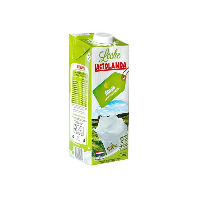 Leche semidescremada con fibras uat tetra Lactolanda 1 litro