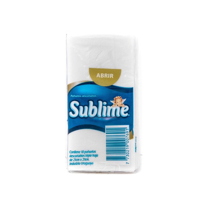 PAÑUELOS DESCARTABLES SUBLIME 10UN PAQ