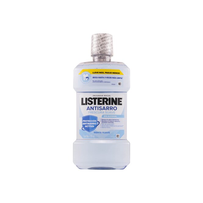 Enjuague bucal anti sarro sin alcohol botella Listerine 500 ml