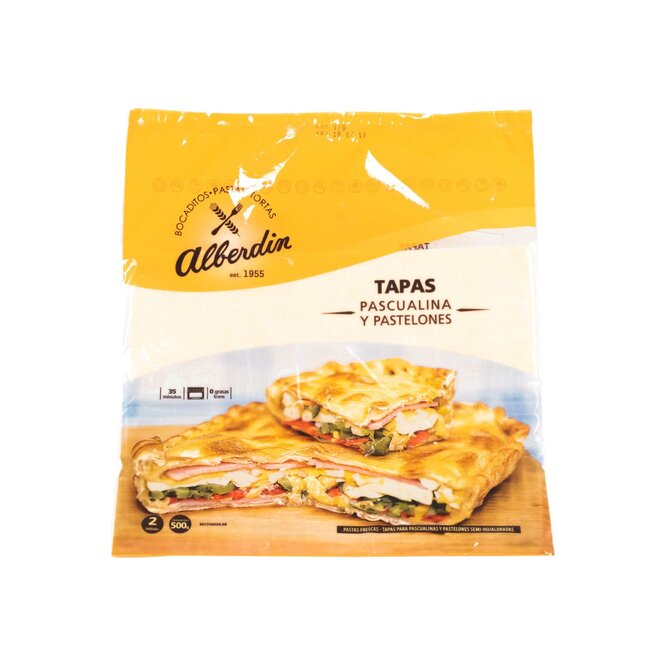 Tapa rectangular de pascualina semi hojaldrada Alberdín por unidad