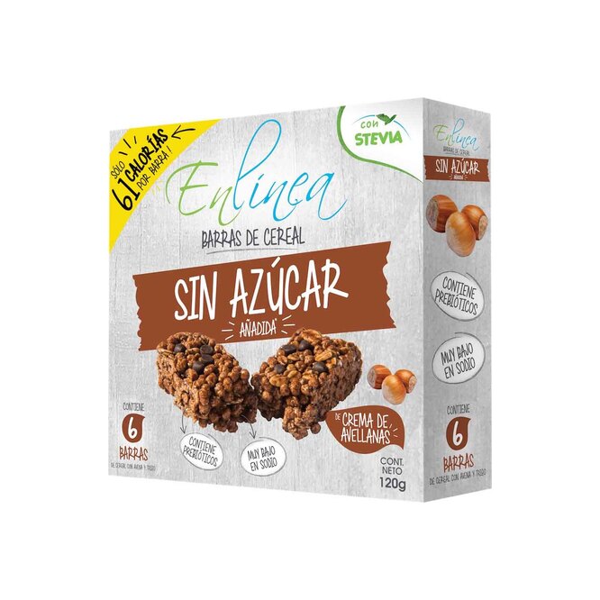 Barra de Cereal con Avellanas sin azúcar en caja en Línea 120 gramos