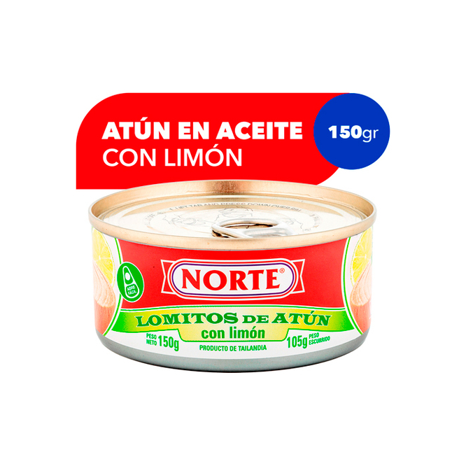 Atún en aceite con limón lata Norte 150 gramos