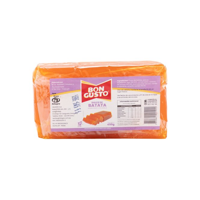 DULCE D/BATATA BON GUSTO 450GR