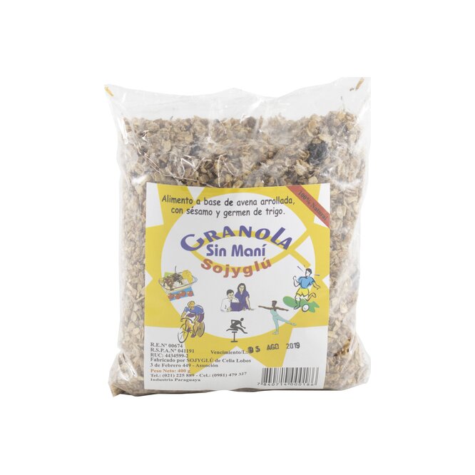 GRANOLA 400GR SIN MANI SOJYGLU PAQ