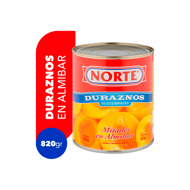 Durazno en almíbar lata Norte 820 gramos