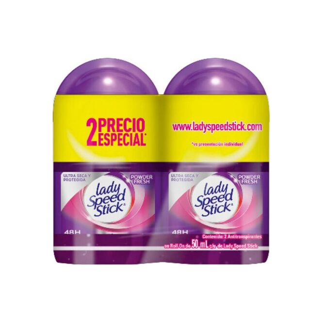 Desodorante powder fresh 24-7 2 unidades Lady Speed Stick 50 ml