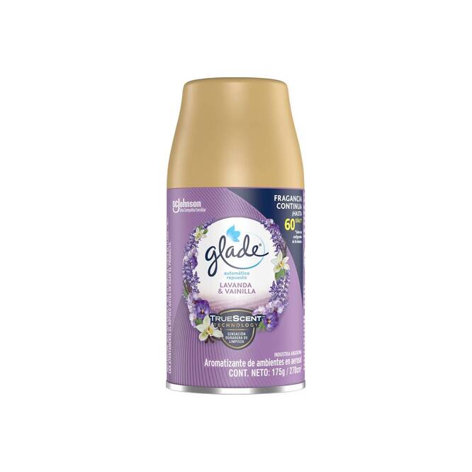 Desodorante de ambiente lavanda y vainilla aerosol Glade 175 gramos