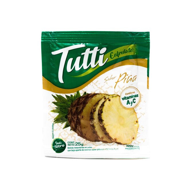 Jugo sabor piña en polvo paquete Tutti 25 gramos