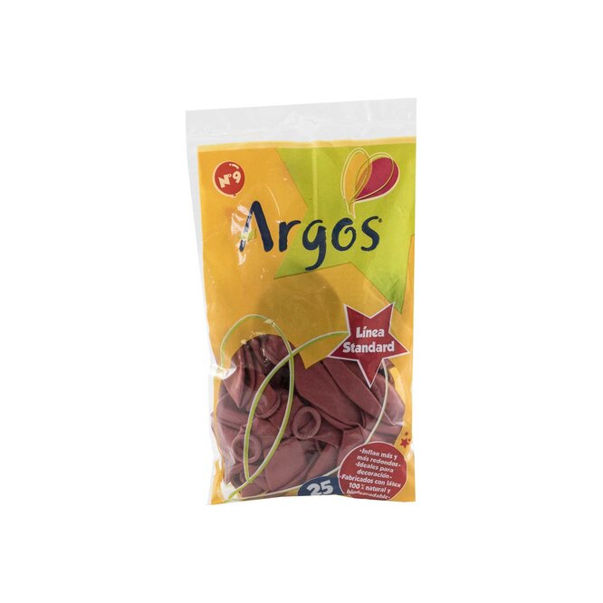 Globos liso color rojo Nro 9 en paquete Argos 25 unidades