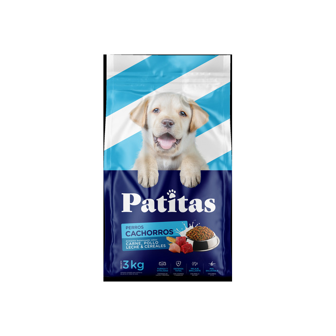 Alimento para perro Cachorro sabor a carne y pollo en bolsa Patitas 3 kilos