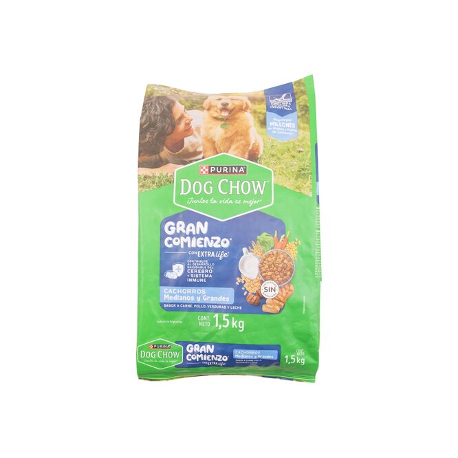 Alimento para perro cachorro carne, pollo verduras y leche Dog Chow 1,5 kilos