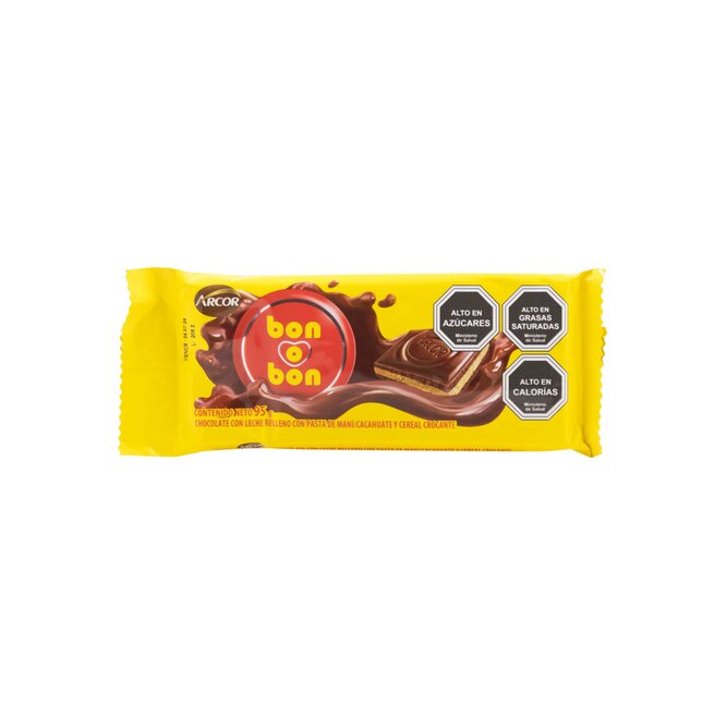 Chocolate en barra con Relleno de Maní Bon o Bon 95 gramos