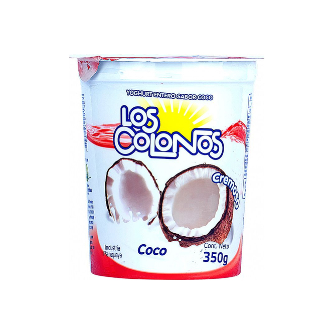 Yogurt entero sabor coco pote Los Colonos 350 ml