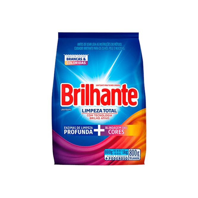 Jabón en polvo limpieza total Brilhante 800 gramos