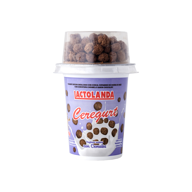 Yogurt con cereal teddy sabor chocolate pote Lactolanda 140 gramos