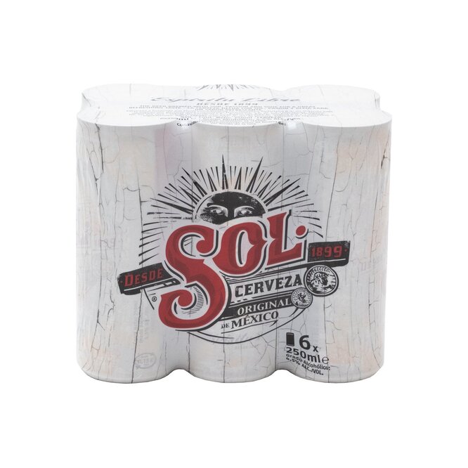 CERVEZA 250ML SOL LATA PACK X6