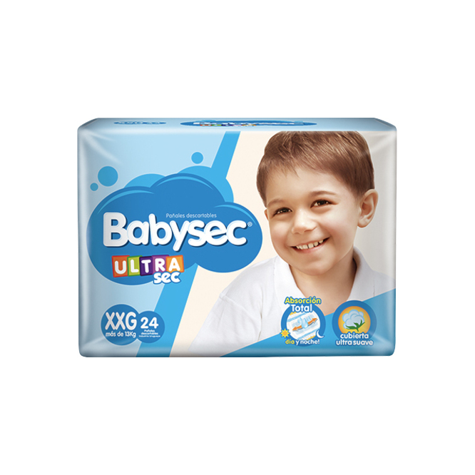 Pañales ultra sec desechables xxg Babysec 24 unidades