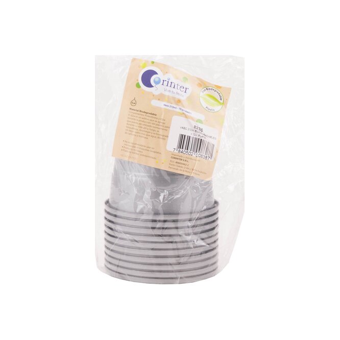 Vaso desechable gris Corinter 210 ml 10 unidades