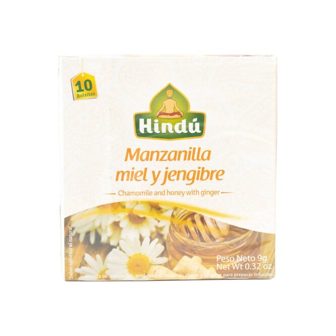Té mezcla de manzanilla miel y jengibre Hindú 10 Saquitos