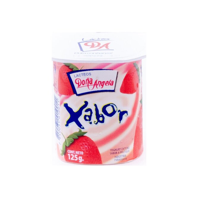 Yogurt xabor entero frutilla pote Doña Angela 140 gramos