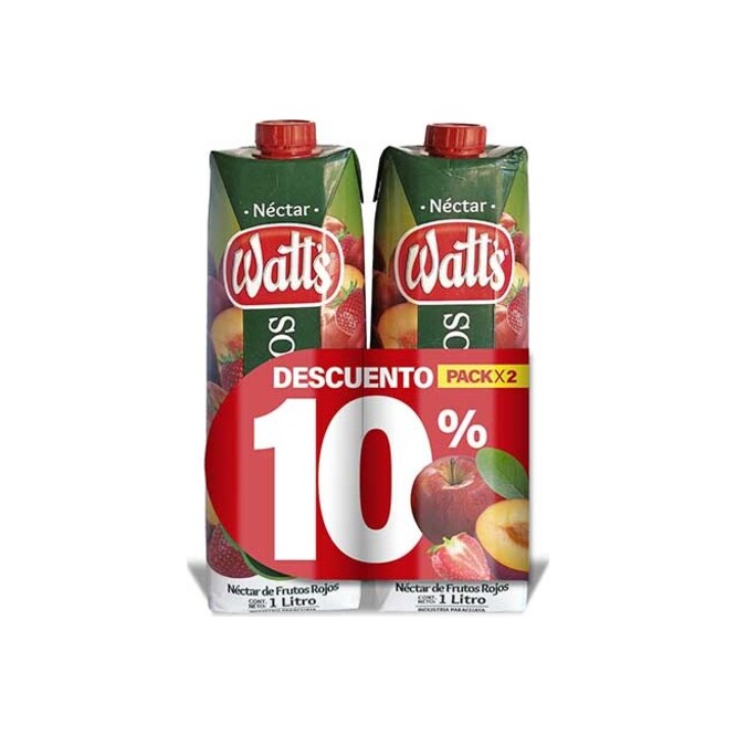 Jugo néctar sabor frutos rojos tetra pack 2 unidades Watts 1 litro
