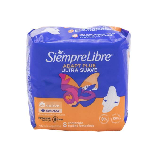 Toalla femenina adapt plus Siempre Libre 8 unidades