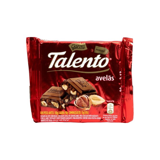 TABLETAS C/AVELLANAS TALENTO GAROTO 100G
